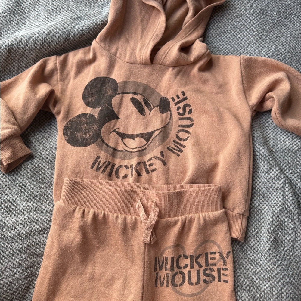 Mickey Mouse 2T Disney Hoodie and Pants Sweatsuit Brown